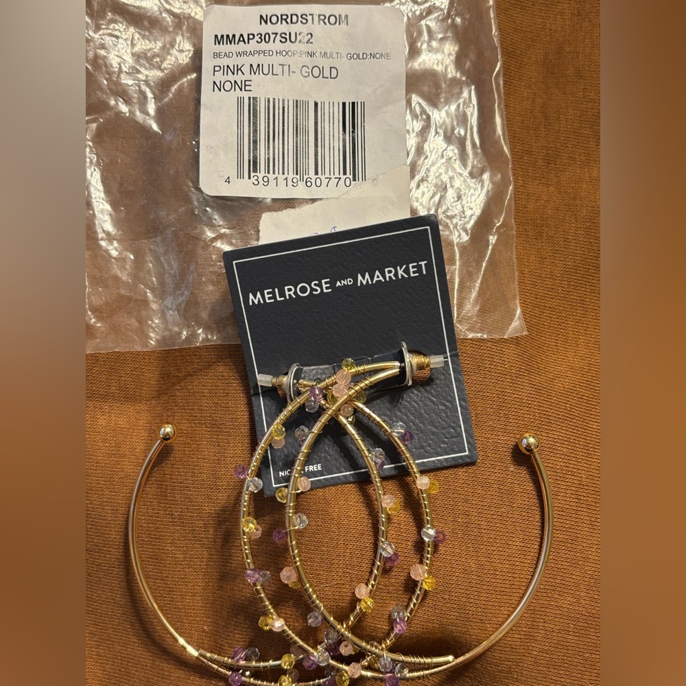 Melrose and Market Gold Beaded Earrings nwt
